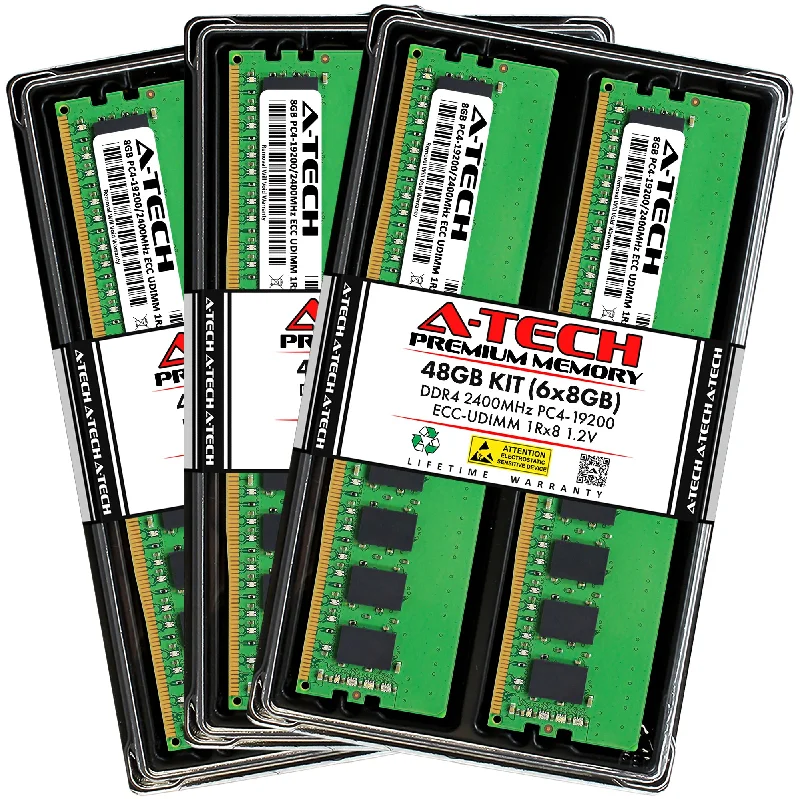 48GB Kit (6 x 8GB) 1Rx8 DDR4-2400 PC4-19200E UDIMM ECC Unbuffered 1.2V 288-Pin Server Memory RAM 48GB Kit (6 x 8GB) 1Rx8 DDR4-2400 PC4-19200E UDIMM ECC Unbuffered 1.2V 288-Pin Server Memory RAM