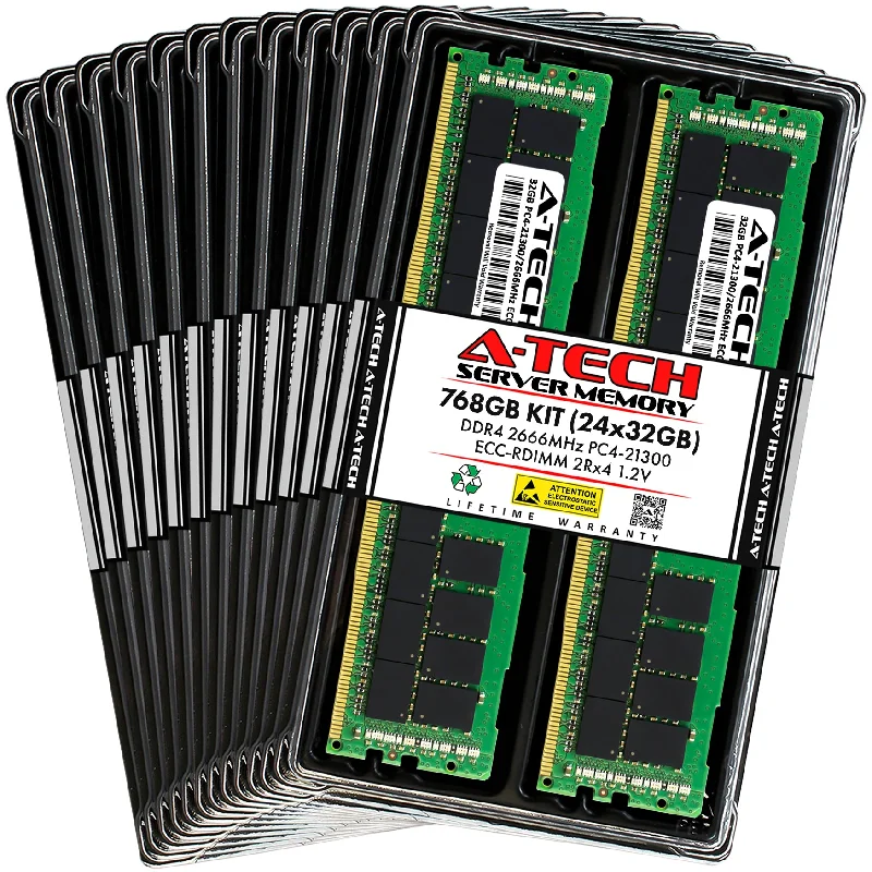 768GB Kit (24 x 32GB) 2Rx4 DDR4-2666 PC4-21300R RDIMM ECC Registered 1.2V 288-Pin Server Memory RAM 768GB Kit (24 x 32GB) 2Rx4 DDR4-2666 PC4-21300R RDIMM ECC Registered 1.2V 288-Pin Server Memory RAM
